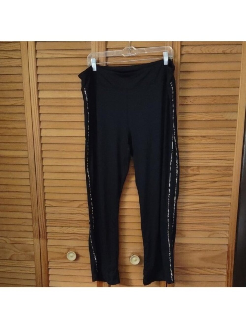 Neiman Marcus Exclusive Black Cheetah Print Stripes Elastic Waist Track Pants XL